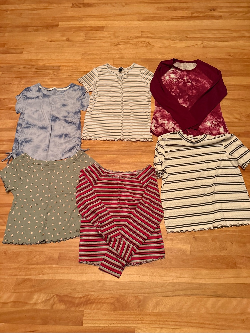 Justice Girls Short-and Long Sleeve Striped Tees